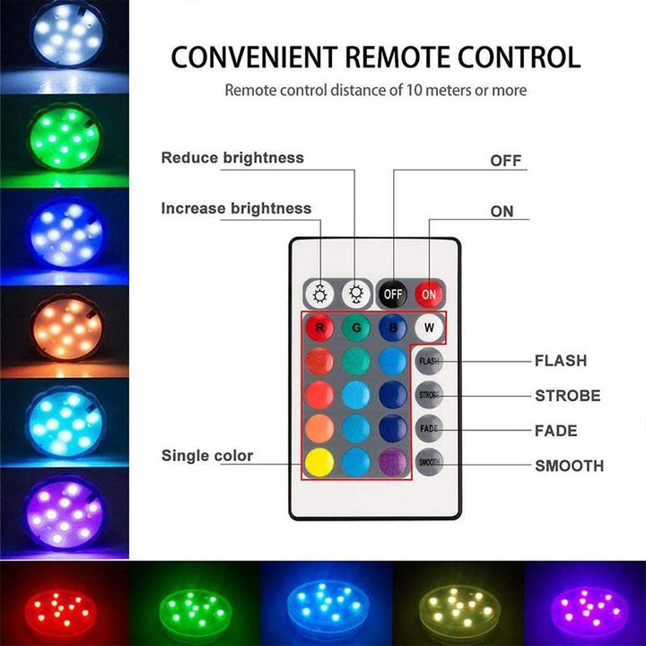 Submersible LED Pool Light | Waterproof RGB Light with RF Remote Control | IP68 Underwater Accent Light