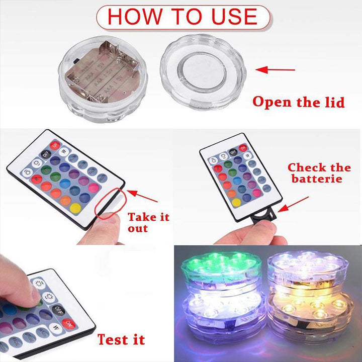 Submersible LED Pool Light | Waterproof RGB Light with RF Remote Control | IP68 Underwater Accent Light