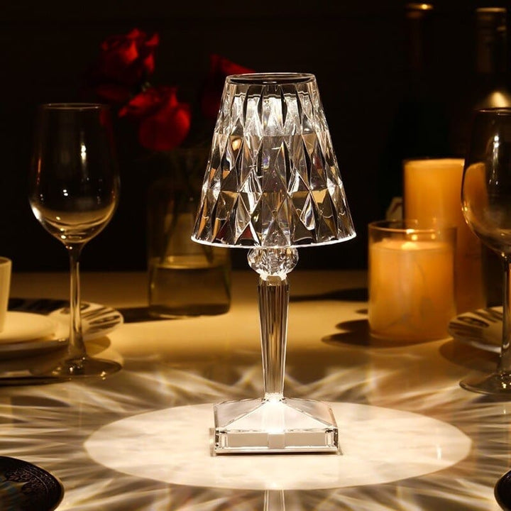 Table Lamp | Touch Dimmable Crystal Design | Cordless Rechargeable LED Light