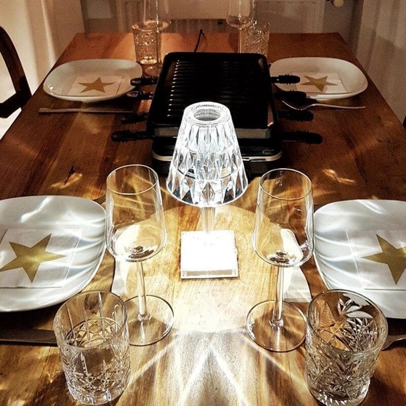 Table Lamp | Touch Dimmable Crystal Design | Cordless Rechargeable LED Light