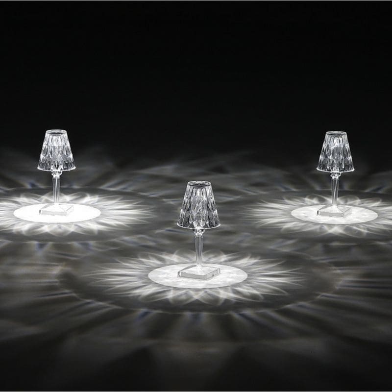 Table Lamp | Touch Dimmable Crystal Design | Cordless Rechargeable LED Light