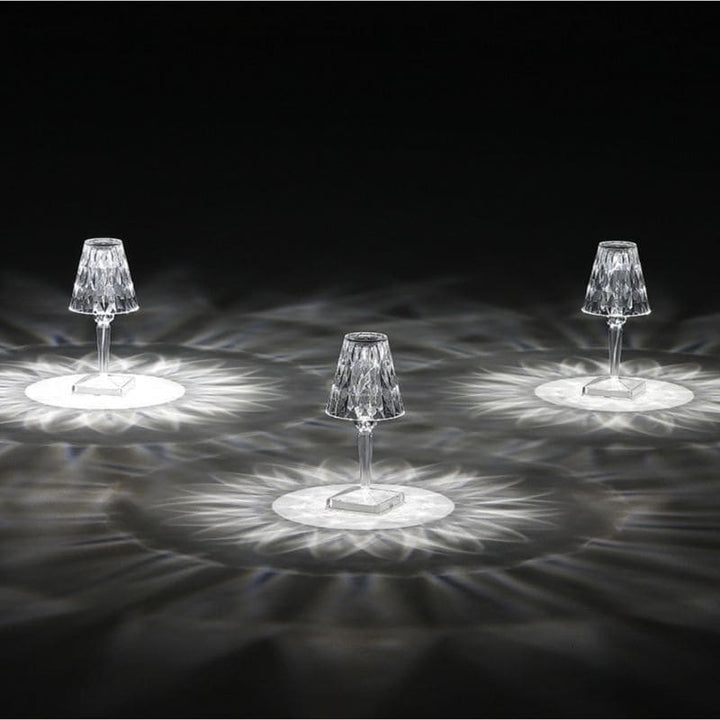 Table Lamp | Touch Dimmable Crystal Design | Cordless Rechargeable LED Light