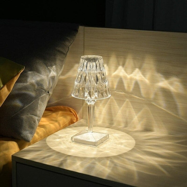 Table Lamp | Touch Dimmable Crystal Design | Cordless Rechargeable LED Light