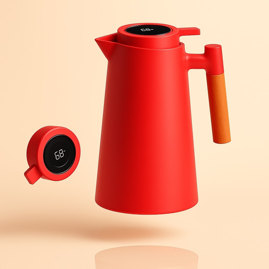 Thermal Carafe with Temperature Display | 1 Liter Insulated Coffee & Tea Carafe