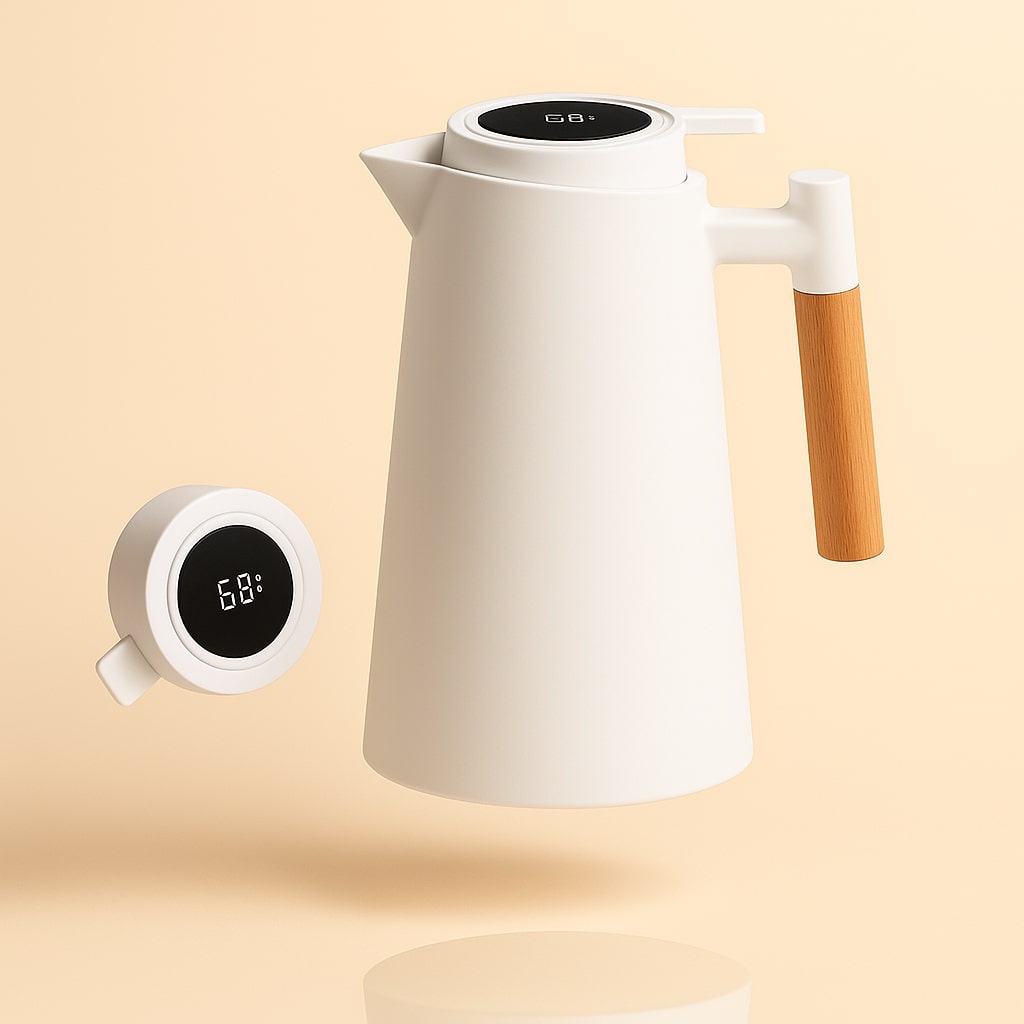 Thermal Carafe with Temperature Display | 1 Liter Insulated Coffee & Tea Carafe