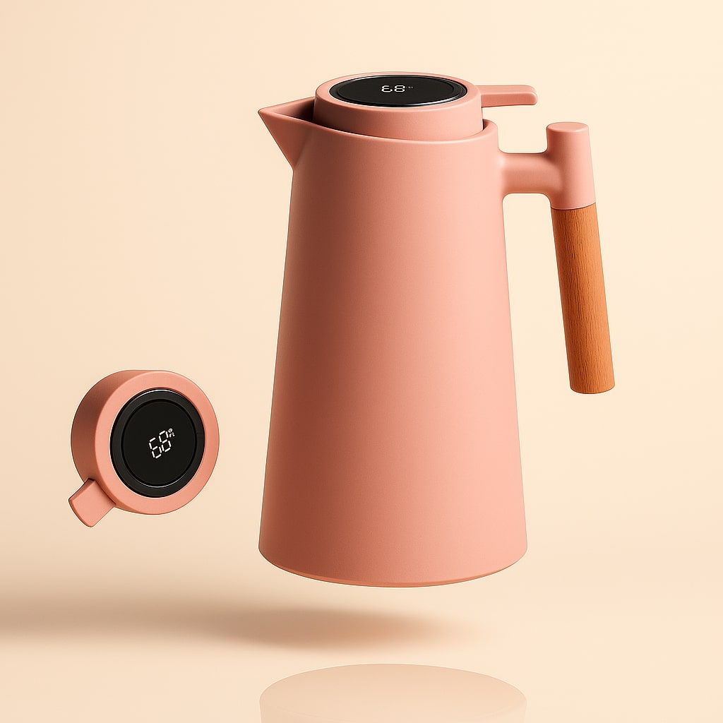 Thermal Carafe with Temperature Display | 1 Liter Insulated Coffee & Tea Carafe