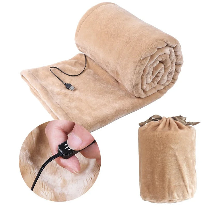 USB Heated Throw Blanket | 3 Heat Settings | Plush Fleece Travel Design