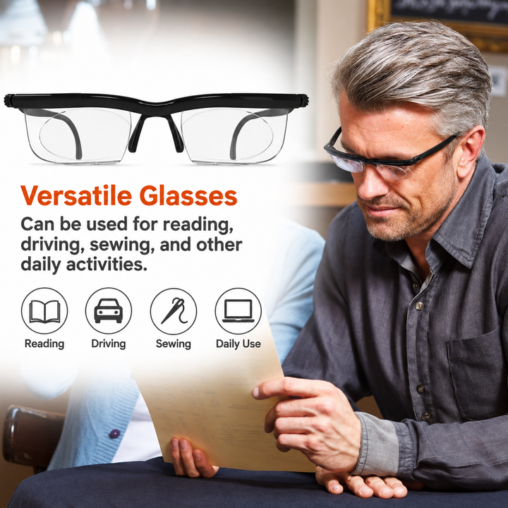 Unisex Adjustable Reading Glasses | Focus-Tuning Zoom Lenses | Lightweight Frame | Clear Vision Support