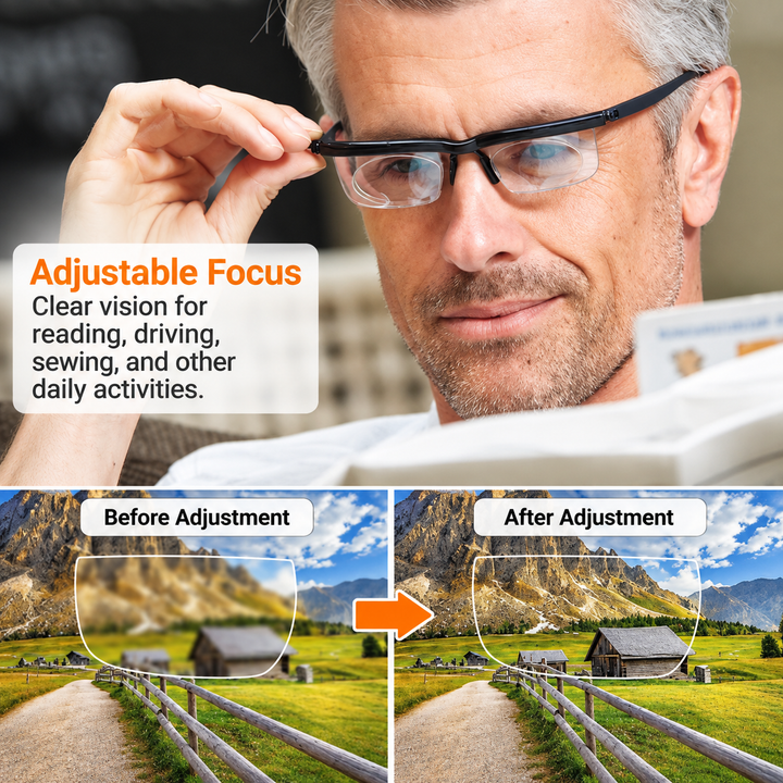 Unisex Adjustable Reading Glasses | Focus-Tuning Zoom Lenses | Lightweight Frame | Clear Vision Support