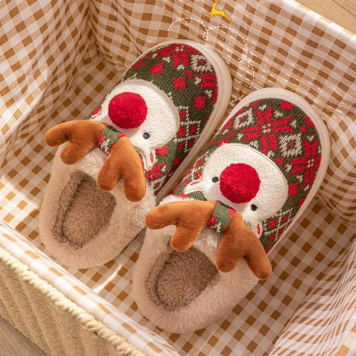 Unisex Christmas Slippers | Embroidered Holiday Design | Plush Lining &amp; Non-Slip Sole
