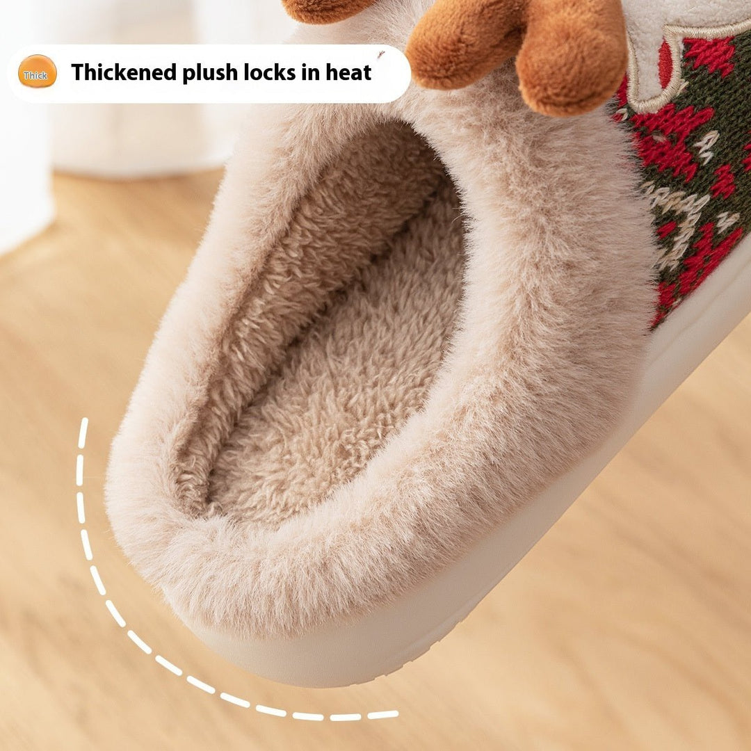Unisex Christmas Slippers | Embroidered Holiday Design | Plush Lining &amp; Non-Slip Sole