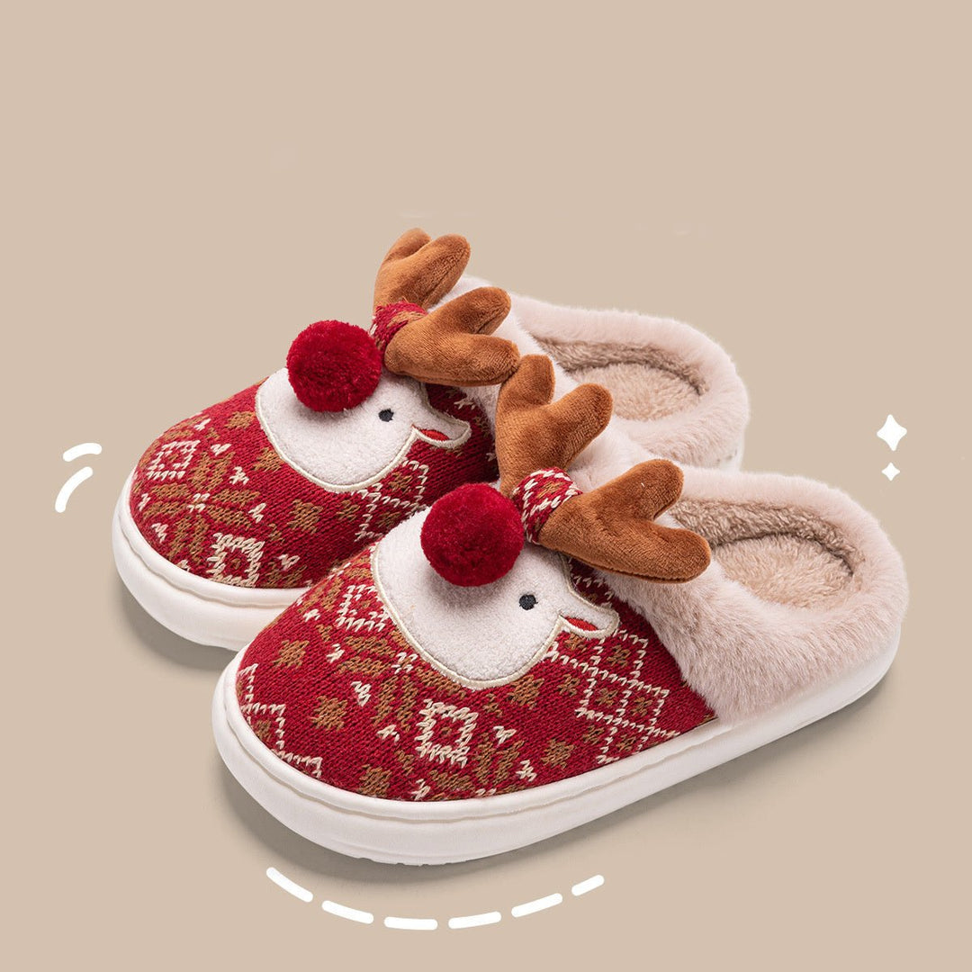 Unisex Christmas Slippers | Embroidered Holiday Design | Plush Lining &amp; Non-Slip Sole