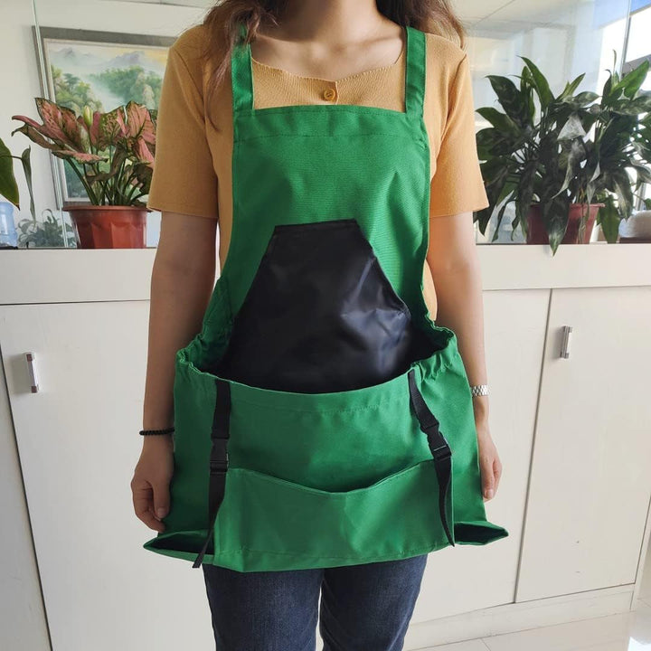 Waterproof Gardening Apron | Oxford Garden Work Apron with Tool Pockets | Adjustable Cross-Back Design