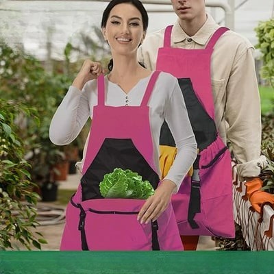 Waterproof Gardening Apron | Oxford Garden Work Apron with Tool Pockets | Adjustable Cross-Back Design