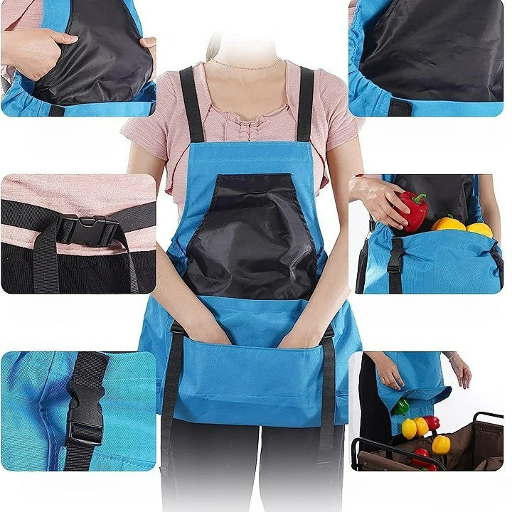 Waterproof Gardening Apron | Oxford Garden Work Apron with Tool Pockets | Adjustable Cross-Back Design