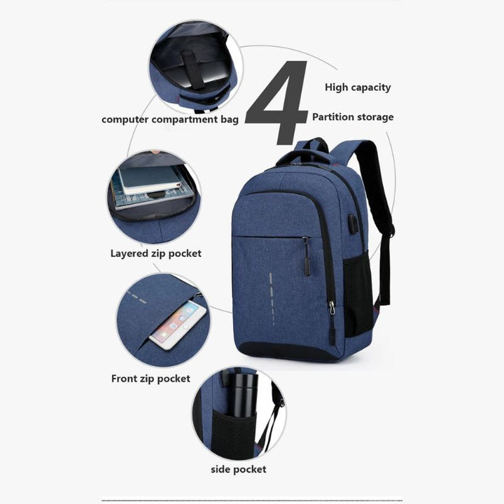 Waterproof Laptop Backpack for Men | Lightweight Travel Bag | External USB Charging Port