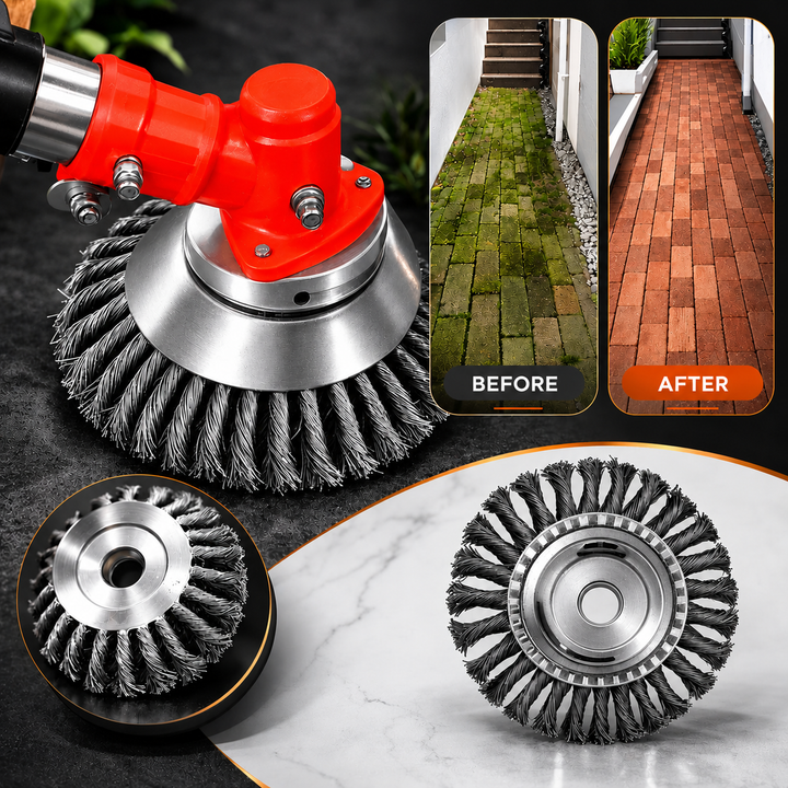 Weed Trimmer Head | Steel Wire Brush Cutter Attachment | Universal Heavy-Duty Brush for String Trimmers