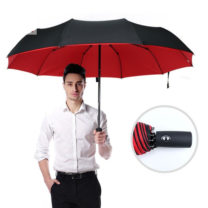 Windproof Reverse Folding Umbrella | Automatic Open Button | UV &amp; Rain Protection