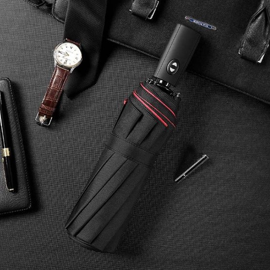 Windproof Reverse Folding Umbrella | Automatic Open Button | UV &amp; Rain Protection