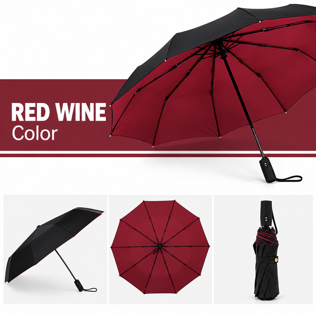 Windproof Reverse Folding Umbrella | Automatic Open Button | UV &amp; Rain Protection