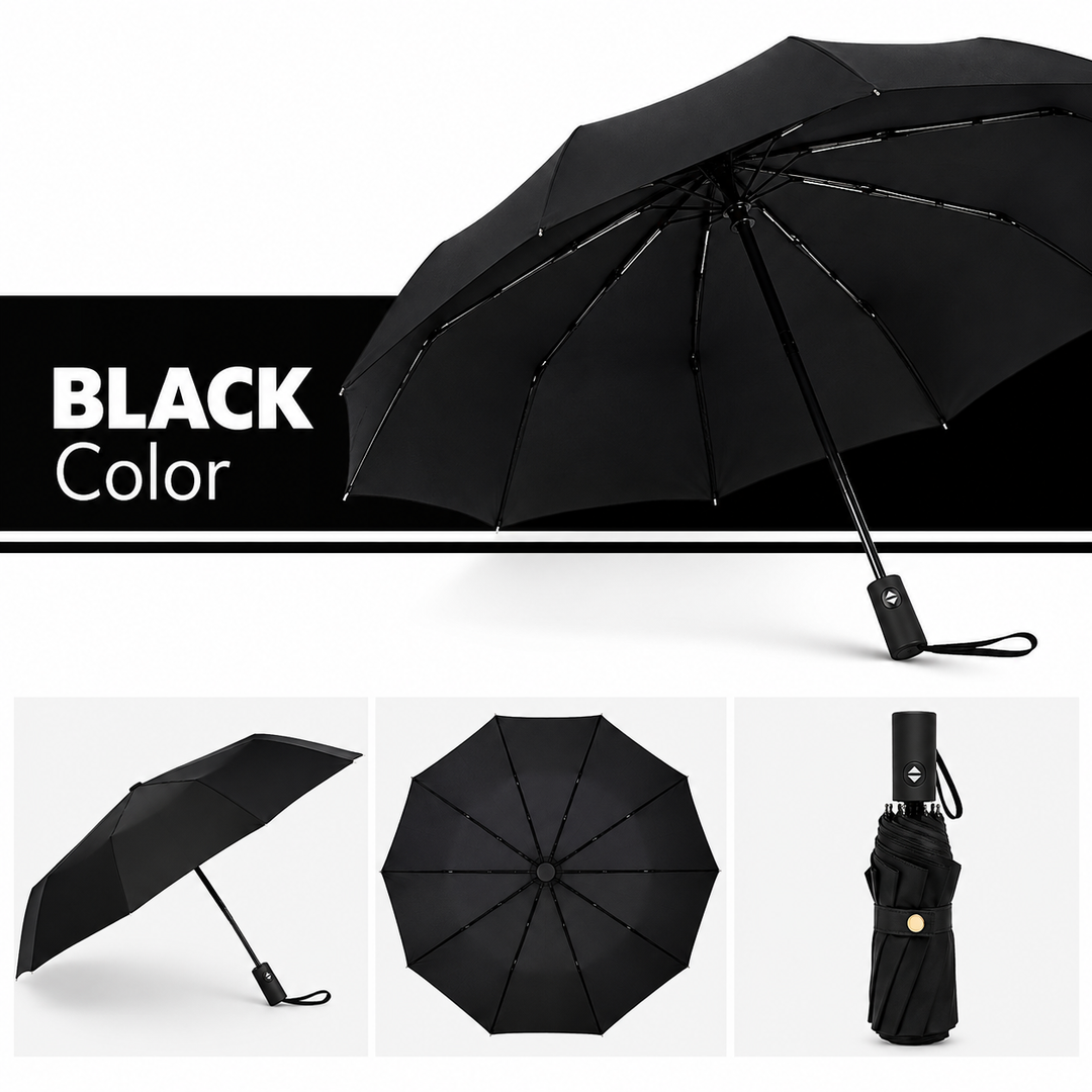 Windproof Reverse Folding Umbrella | Automatic Open Button | UV &amp; Rain Protection