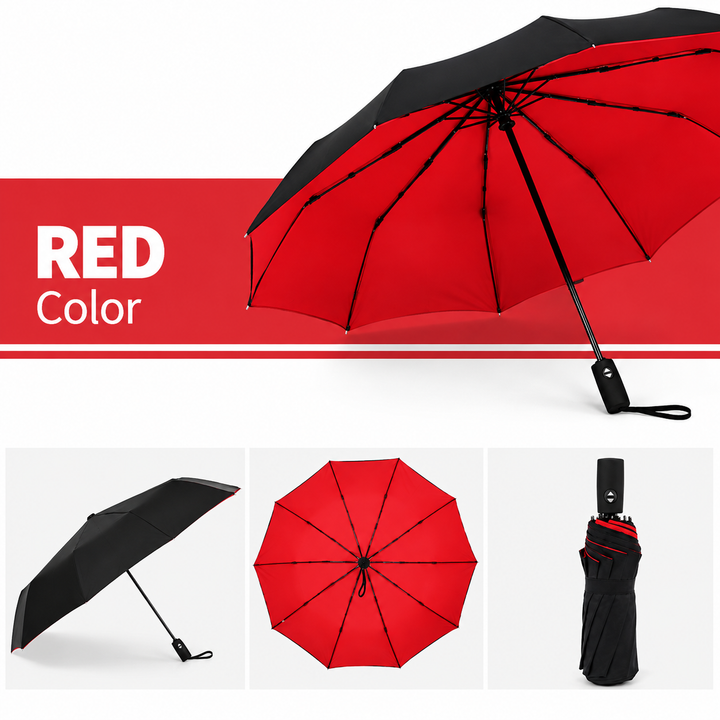 Windproof Reverse Folding Umbrella | Automatic Open Button | UV &amp; Rain Protection