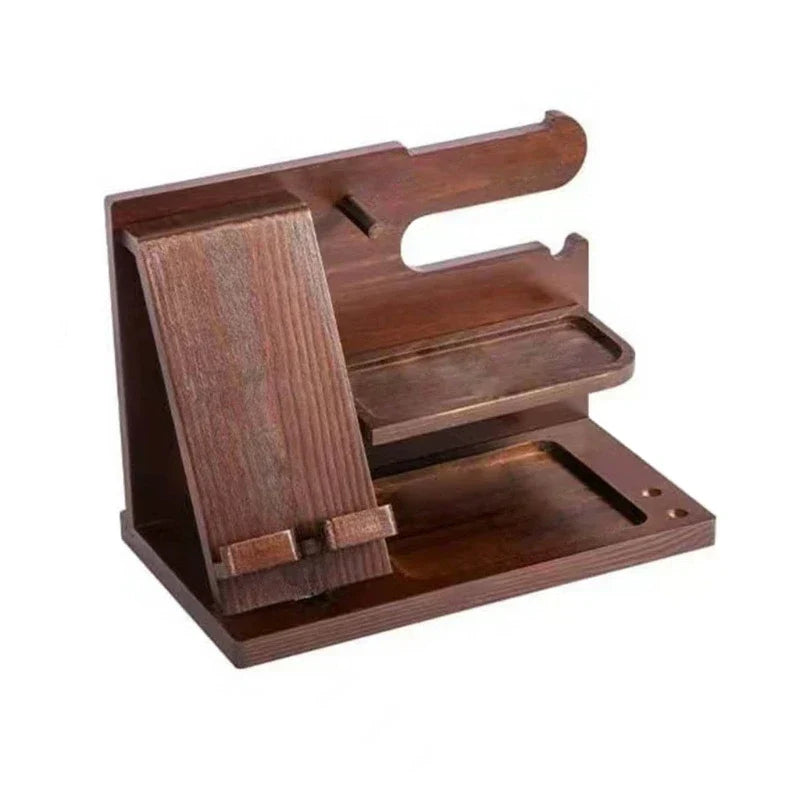 Wooden Docking Station Organizer | Phone Stand &amp; Everyday Essentials Holder | Compact Desktop Storage