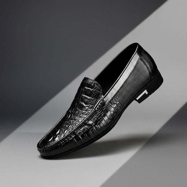 Wyatt - Men’s smart slip on loafers with croc embossed upper for winter