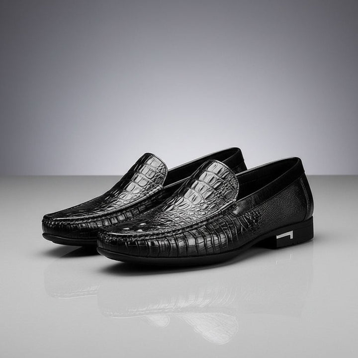 Wyatt - Men’s smart slip on loafers with croc embossed upper for winter