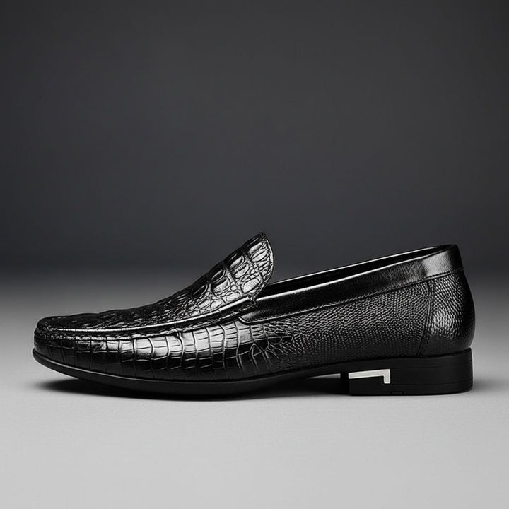 Wyatt - Men’s smart slip on loafers with croc embossed upper for winter