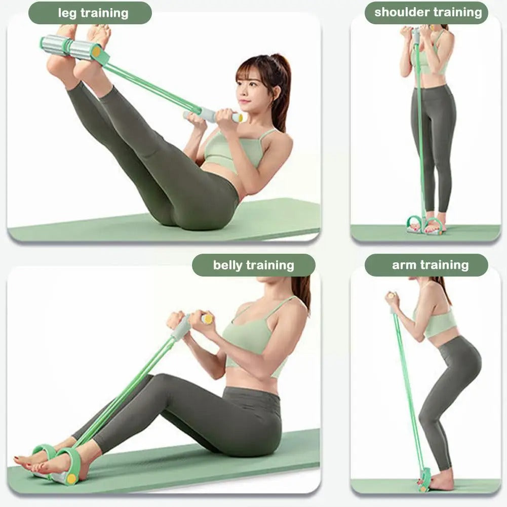 Yoga Resistance Band | Full Body Exercise Trainer | 4-Tube Resistance System | Portable Fitness Equipment