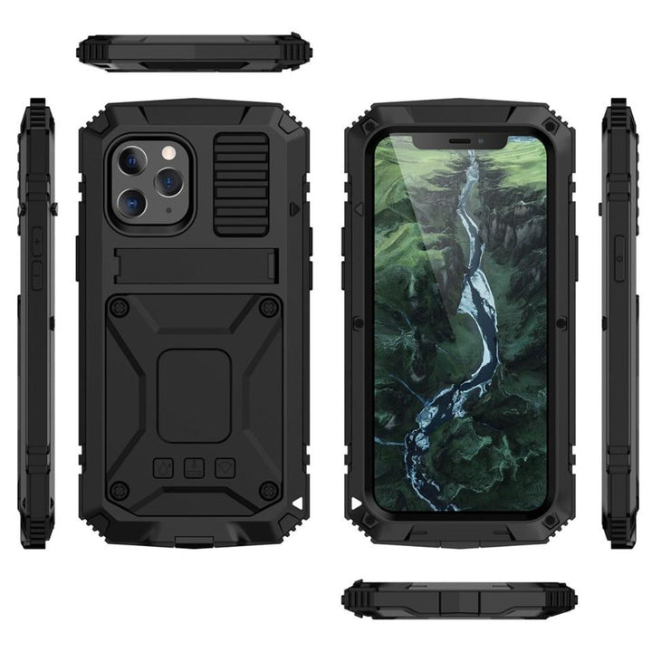 iPhone Case | Tempered Glass &amp; Metal Protection | Shockproof Full-Body Cover