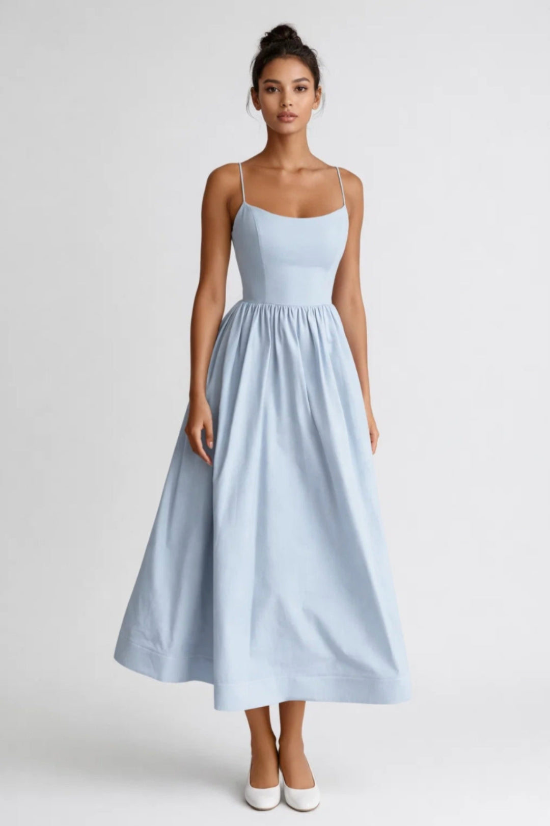 Midi Dress Women - Sleeveless Fit-and-Flare | Side Pockets